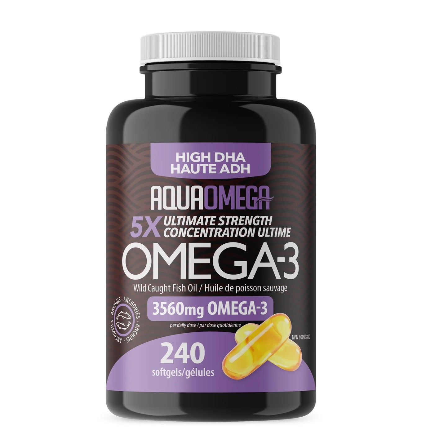 Aqua Omega 3 Fish Oil High 5X DHA Softgels 240