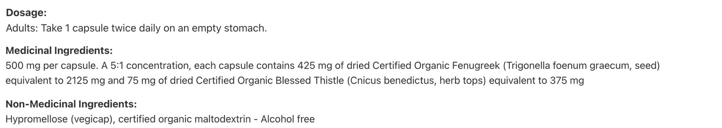 St. Francis Fenugreek-Blessed Thistle Capsules