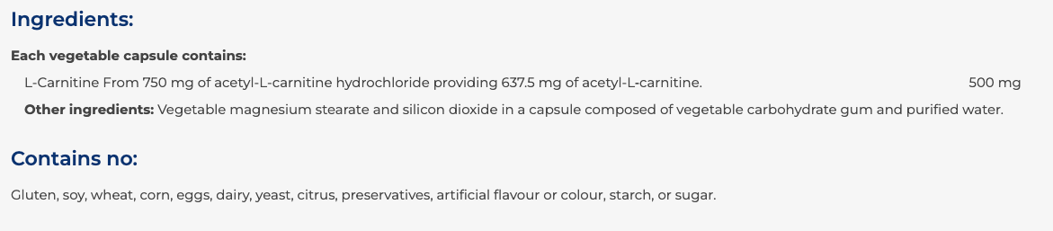 NFH Acetyl-L-Carnitine