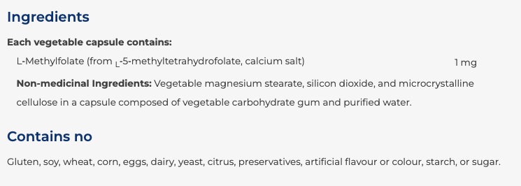 NFH L-5-MTHF (MethylFolate) SAP
