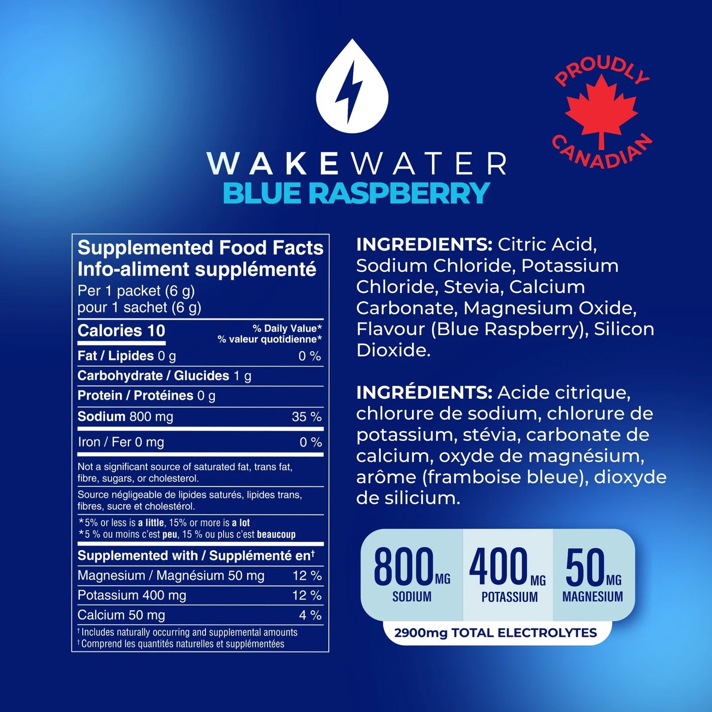 Wake Water Electrolytes Blue Raspberry Bag of 10