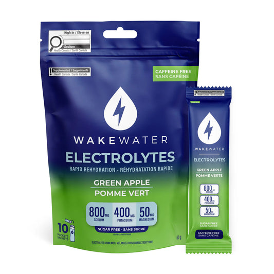 Wake Water Electrolytes Green Apple Bag of 10