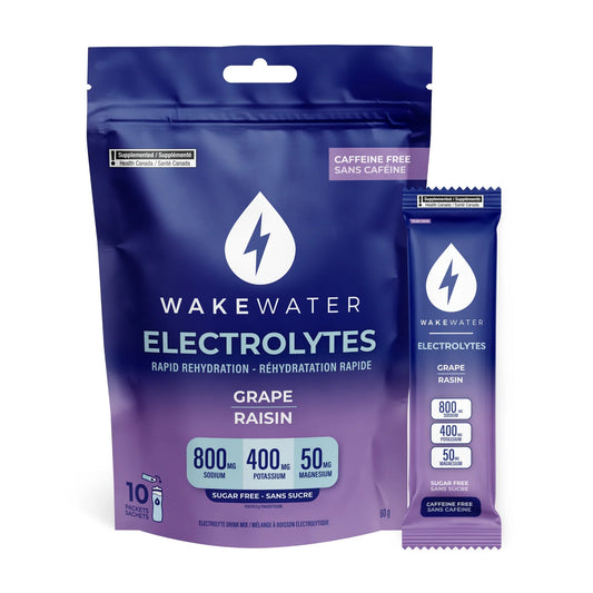Wake Water Electrolytes Grape Bag of 10