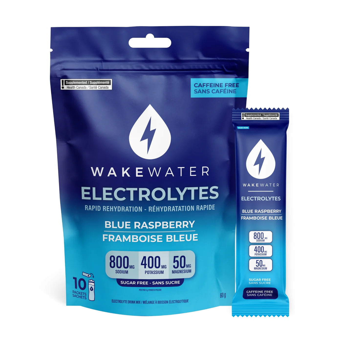 Wake Water Electrolytes Blue Raspberry Bag of 10