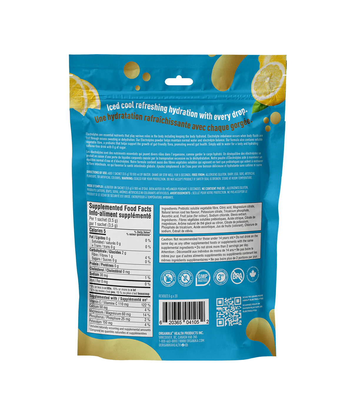 Organika Electrolytes Iced Tea - Bag of 20 Sachets